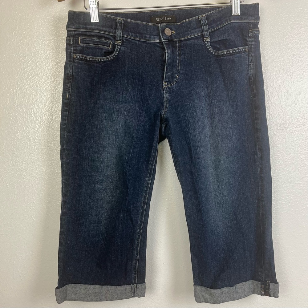 White House Black Market Noir Jeans Crop Leg Pockets Studded Trim Size 6